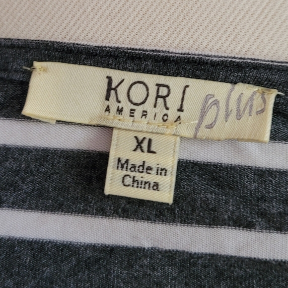 Kori America Womens Long Tunic Tee Tshirt Dress Striped size XL Plus Size - Picture 6 of 6